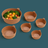 Air Fryer Reusable Silicone Pot with Handles (6 Pc set)